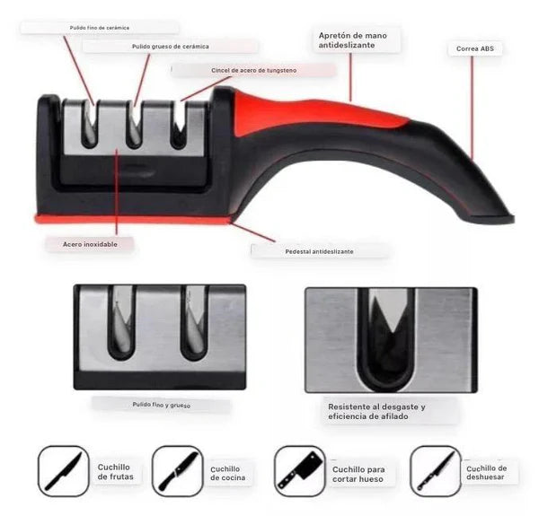 🔪Afilador de cuchillos y tijeras 3 en 1 ➕ ¡Cuchillo y Pelapapa de Regalo!🎁